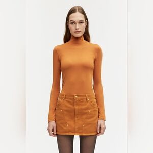 Renggli Mockneck Long Sleeve Shirt Ochre Orange Size Large